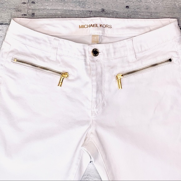 Michael Kors White Skinny Jean with Gold Accents - Picture 3 of 8